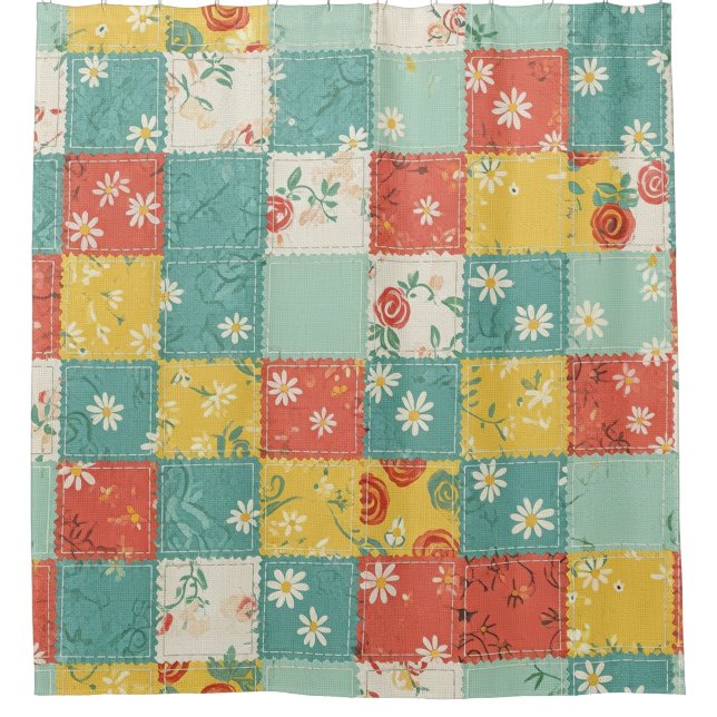 Cortina Para Box Padrão de Rosa de Primavera Pastel (Frente)