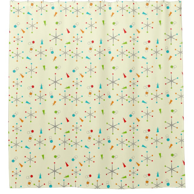 Cortina Para Box Padrão de Starburst Moderno do Século médio Amarel (Frente)