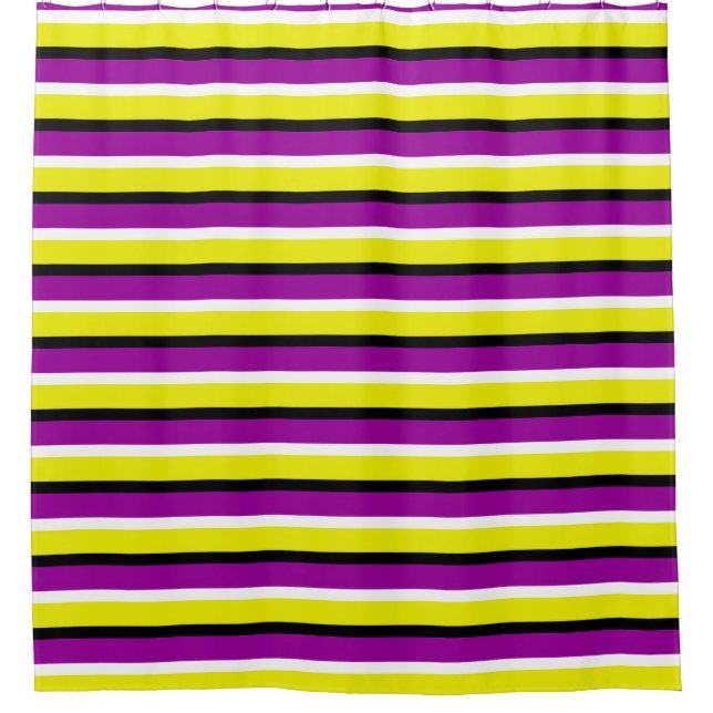 Cortina Para Box Padrão de Stripes Roxo Amarelo (Frente)