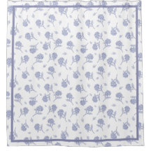 Padrão de Toile Botânico de Hortênsia Azul e Branc