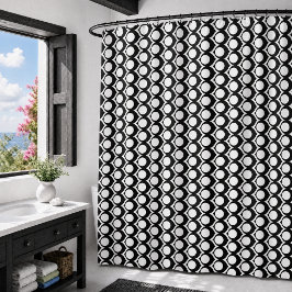 Cortina Para Box Padrão de Treliça de Círculo Preto e Branco Modern