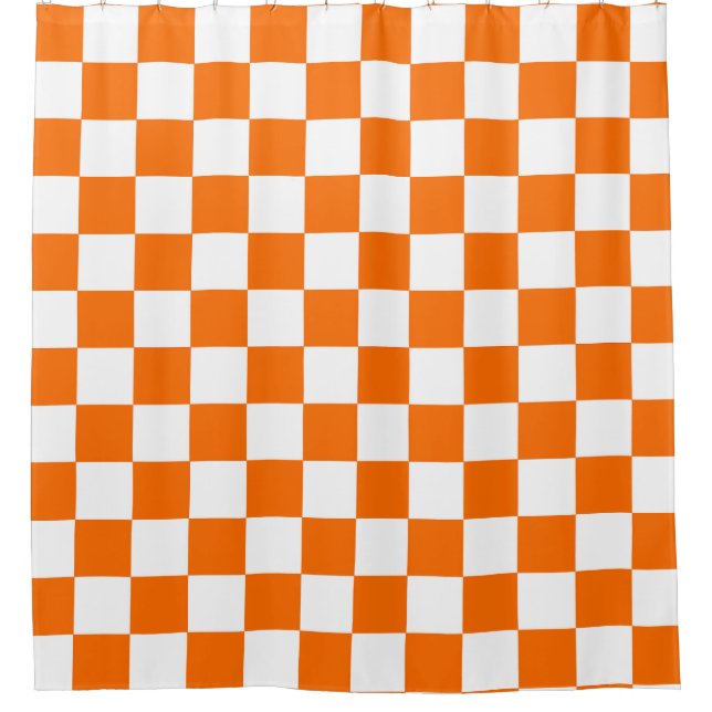 Cortina Para Box Padrão de Verificação Branco Laranja (Frente)