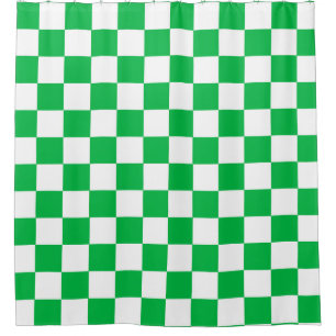Cortina Para Box Padrão de Verificação Branco Verde