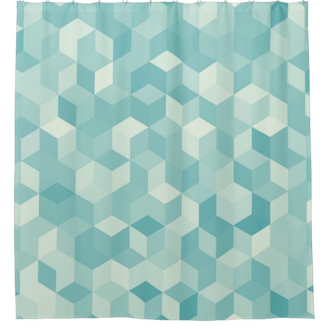 Cortina Para Box Padrão descontínuo azul-claro hexagonal (Frente)