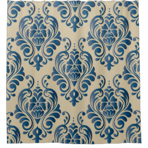 Cortina Para Box Padrão descontínuo de Damasco de ornamento floral