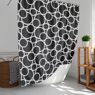 Cortina Para Box Padrão do círculo preto e branco
