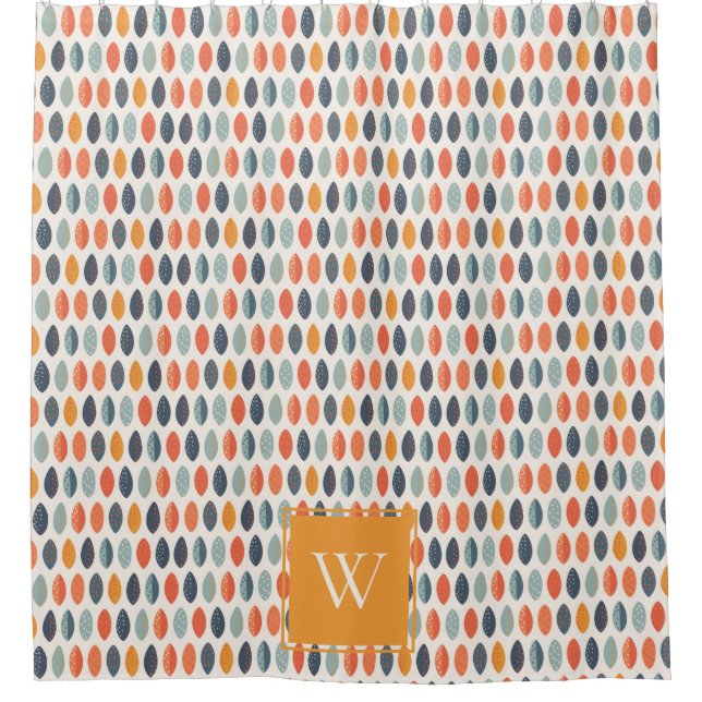 Cortina Para Box Padrão do Monograma Botânico Folheto Laranja-Claro (Frente)