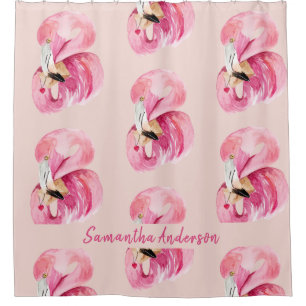 Cortina Para Box Padrão e nome do Flamingo, cor-de-água rosa exótic