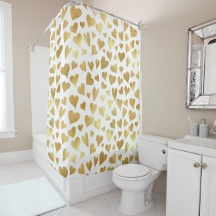 Cortina Para Box Padrão Elegante Glam Dourado Hearts