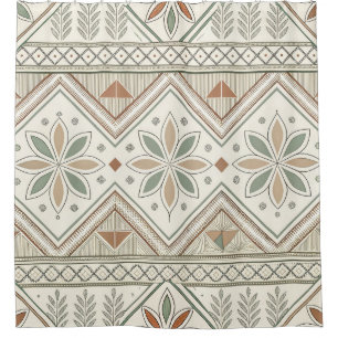Cortina Para Box Padrão Etnico Geométrico Tribal Floral Sem Costura