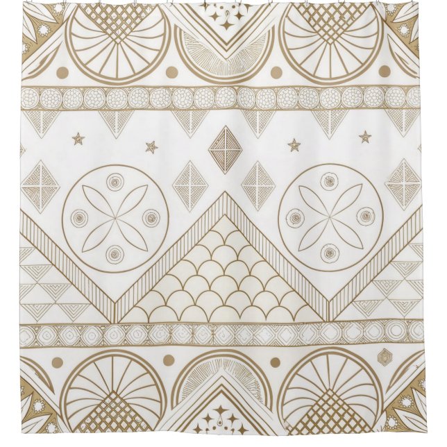 Cortina Para Box Padrão Etnico Geométrico Tribal Floral Sem Costura (Frente)