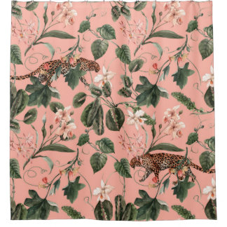 Cortina Para Box Padrão exótico tropical aquarela com orquídea, gr