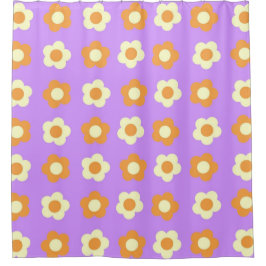 Cortina Para Box Padrão Flor Simples Laranja Púrpura Púrpura