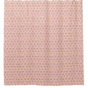 Cortina Para Box padrão floral azul-pêssego na moda