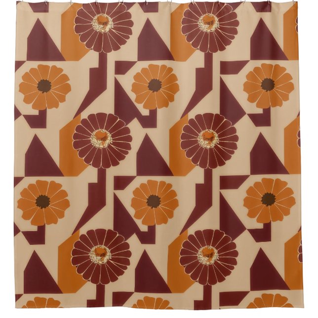 Cortina Para Box Padrão Floral Botânico de Outono Boho (Frente)