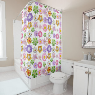 Cortina Para Box Padrão Floral Colorido 3D moderno 03x4 Branco BG