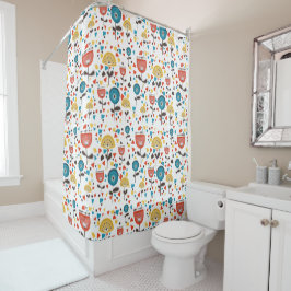 Cortina Para Box Padrão Floral Colorido do meio século