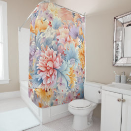 Cortina Para Box Padrão Floral Colorido Elegante Arte no Japão