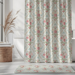 Cortina Para Box Padrão Floral Damask Chique Vintage Despojado