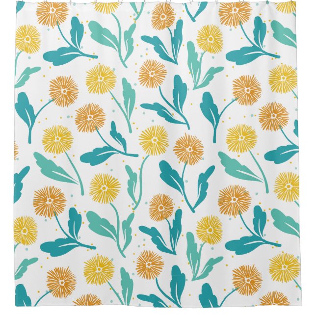 Cortina Para Box Padrão Floral de Dandelion Amarelo - Inspirado na  (Frente)