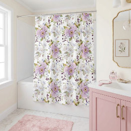 Cortina Para Box Padrão Floral de Flores Silvestres Botânicas Perso