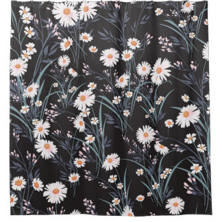 Cortina Para Box Padrão floral de primavera sem costura com margari