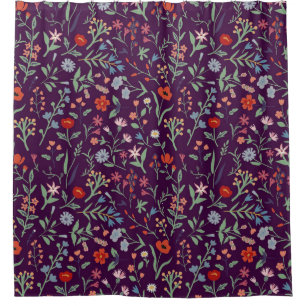 Cortina Para Box Padrão floral decorativo sem costura.