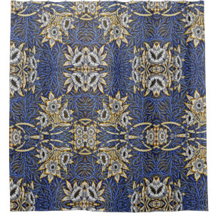 Cortina Para Box Padrão Floral Elegante Azul