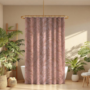 Cortina Para Box Padrão floral em rosa dourado