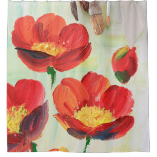 Cortina Para Box Padrão floral na forma de abstração. Projetado