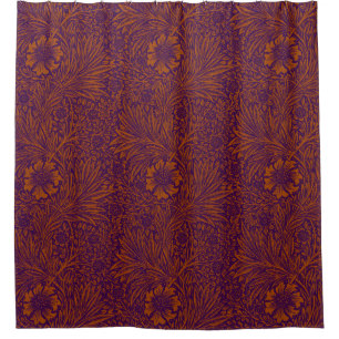 Cortina Para Box Padrão floral roxo, bonito, cor de laranja escuro