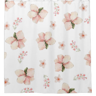 Cortina Para Box Padrão Floral Sem Costura com Aquarela Suave
