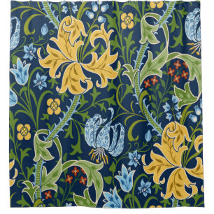 Cortina Para Box Padrão floral sem costura com flores grandes, líri