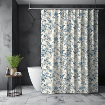 Padrão Floral Toile de Jouy Francês Azul