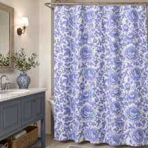 Padrão Floral Toile Francês Azul