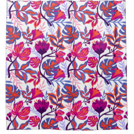 Cortina Para Box Padrão Floral Tropical Colorida