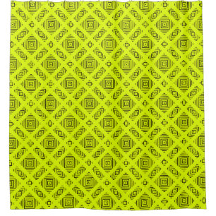Cortina Para Box Padrão geométrico amarelo-limão