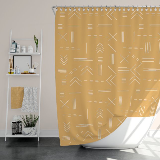 Cortina Para Box Padrão Geométrico Amarelo Moderno Gordo (Yellow Modern Gorgeous Geometric Pattern Shower Curtain)