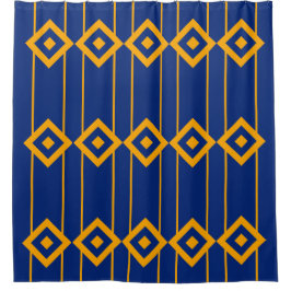 Cortina Para Box Padrão geométrico azul e amarelo elegante