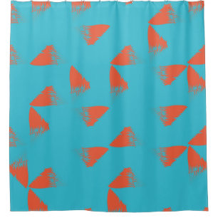 Cortina Para Box Padrão geométrico azul, laranja, vibrante e de ten