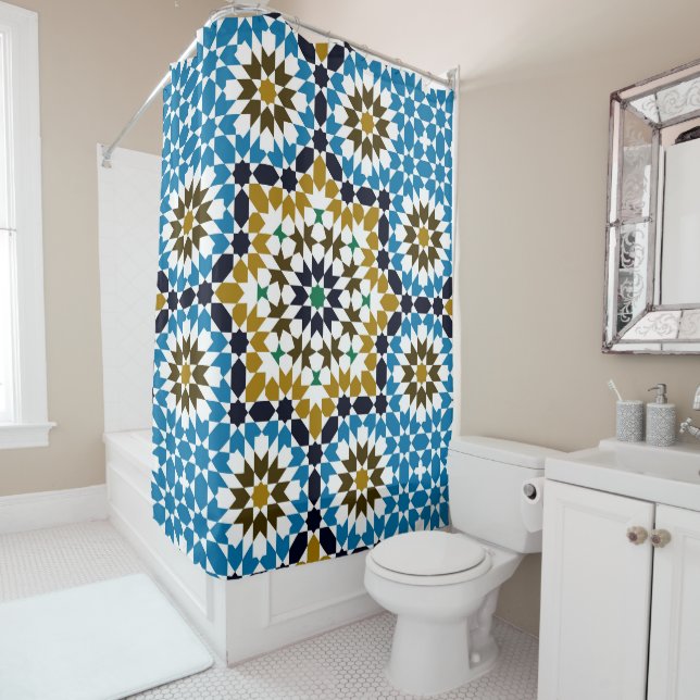 Cortina Para Box Padrão Geométrico Boho Tradicional Mosaico Marroqu (In Situ)