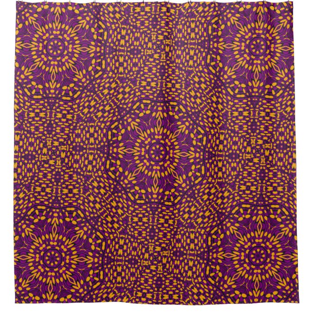 Cortina Para Box Padrão Geométrico Caleidoscópio Laranja Roxo (Frente)