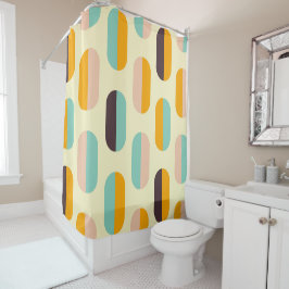 Cortina Para Box Padrão geométrico contínuo em vibrações retrô