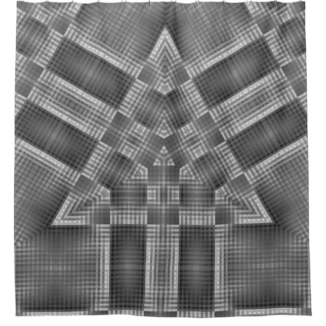 Cortina Para Box Padrão Geométrico da cinza (Frente)