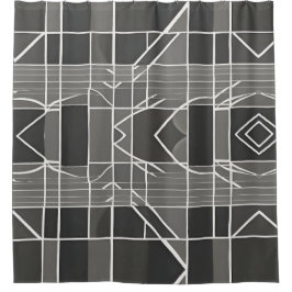 Cortina Para Box Padrão Geométrico da Cinza Moderna