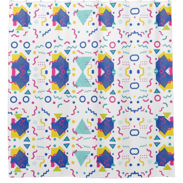 Cortina Para Box Padrão Geométrico de Retro Memphis (Frente)