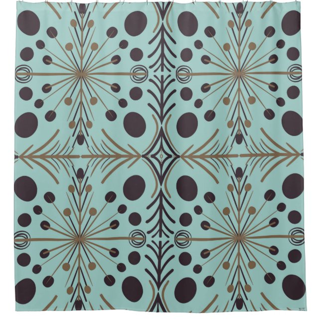 Cortina Para Box Padrão Geométrico de Turquesa de Seta Boho (Frente)