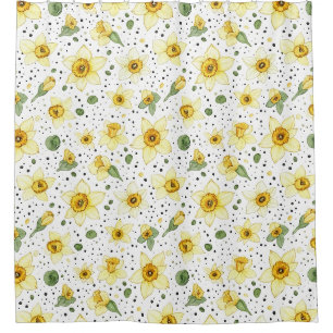 Cortina Para Box Padrão Geométrico Floral de Narciso Botânico (2)