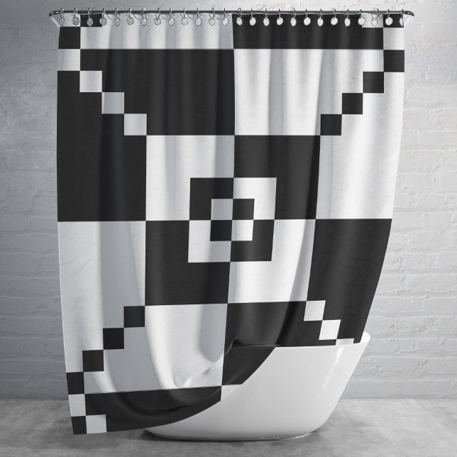 Cortina Para Box Padrão Geométrico Preto e Branco Moderno (Criador carregado)