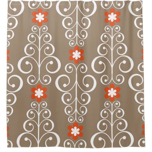 Cortina Para Box Padrão geométrico sem costura com flores (Frente)